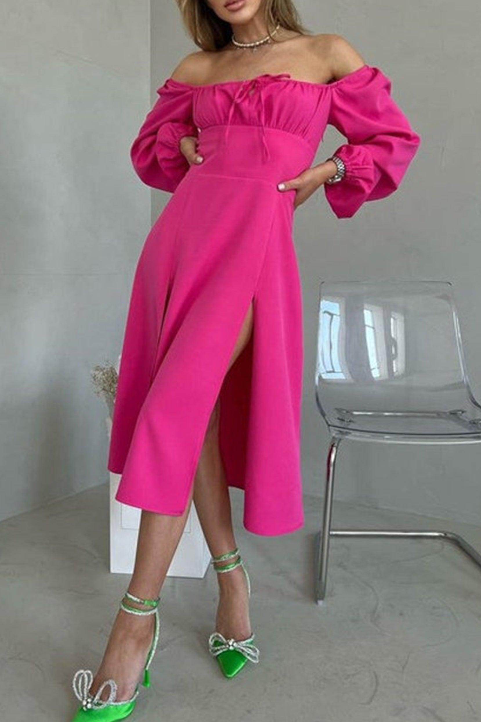 A-Line Tea Length Elastic Satin Dress CG0157 - COCOMELODY